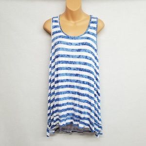 Entro Blue and White Striped Tank Tunic Top O2